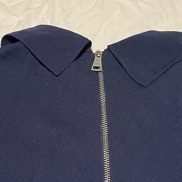 Ted Baker Navy Knit Dress Peter Pan Collar Bow Circle Skirt Twee Lace Size 1 - Picture 6 of 6